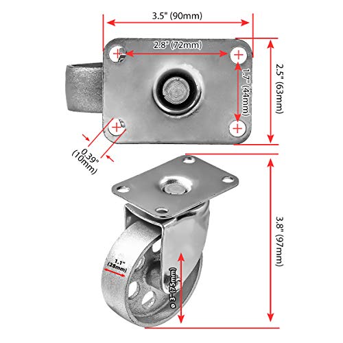 Online Best Service 3" Steel Plate Caster Wheels, Set of 4, No Brake by Online Best Service - Used condition - Image 2