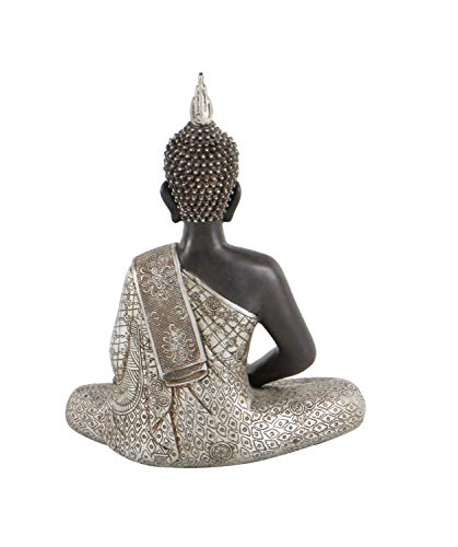 Deco 79 Tibet Buddha Dhyana Mudra With Silver Robe Polyresin, 11" H #TOP2