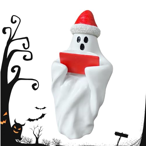 Ranley Figuras de fantasma de Halloween – Lindo fantasma leyendo un libro – Lindo Halloween para armario de TV, escritorio, chimenea, hogar, alféizar de la ventana, decoración de interiores