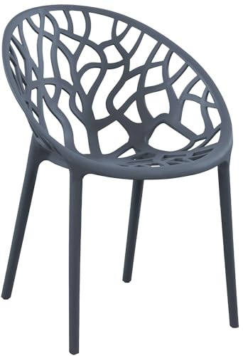 CLP Gartenstuhl stapelbar wetterfest Hope, Gartensessel mit Lehne UV-beständig, Outdoorstuhl aus Kunststoff bis 150 kg belastbar, Farbe:anthrazit