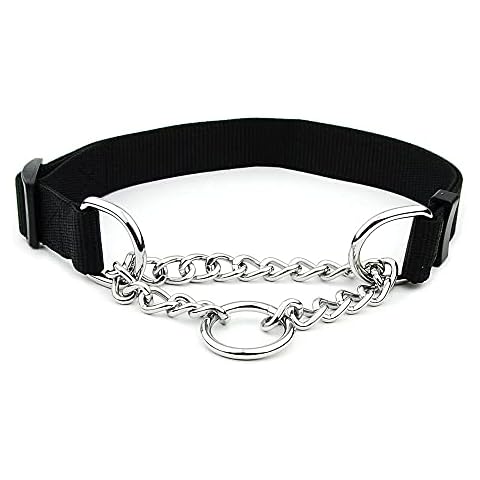 Nylon Chain Collar Metal Nylon Choke Collar Adjustable Half Chain Collar for Pet Dog Daily Walking Training Cover