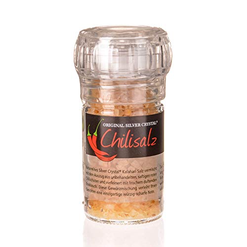 Chili Salz Mühle, 55g Silver Crystal Kalahari Salz Cover