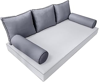 MH GLOBAL |SLIPCOVER ONLY| S3 Outdoor Bolster Back Pillow Covers Contrast Trim Crib AD001