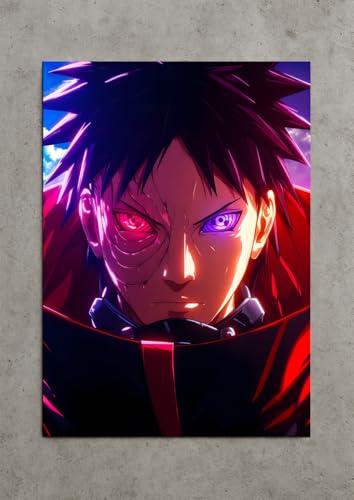Image of NIJUKA Anime Printed Metal sheet Poster For Home And Room Decoration | For Anime Art Fans Boys And Girls (Obito sharingan and Rinnegan)
