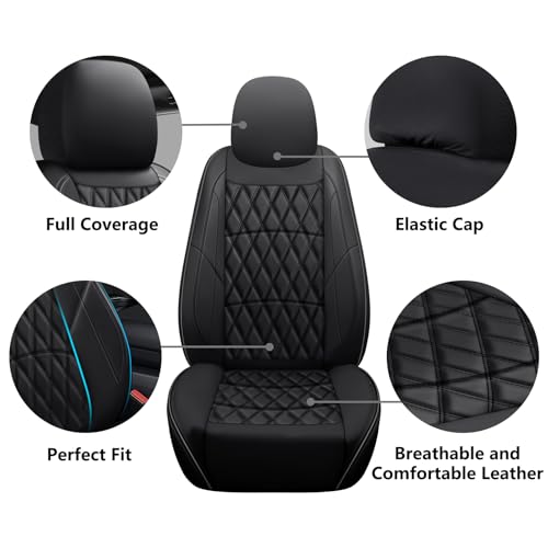 NS YOLO Leather Car Seat Covers,Universal Fit for Most Cars,SUVs and Sedans,Waterproof Luxury Leatherette Cushions, 5 Seats Protectors (Black, Full Set-5 Seats(Front and Rear)) — view 3