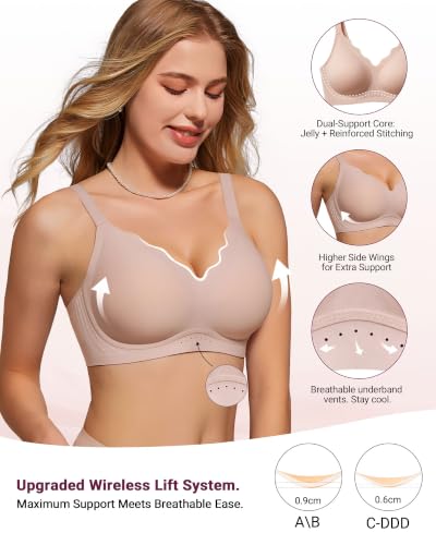 Image of As Fairy Wireless Bras for Women Jelly Push Up Scalloped T-Shirt Bra