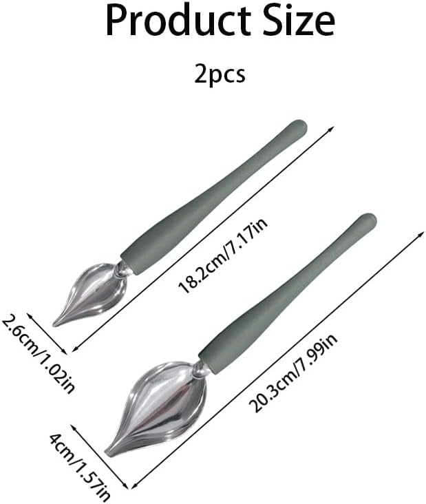 2Pcs Professional Culinary Precision Drawing Decorating Spoon, Stainless Steel Chef Drizzle Spoons with Tapered Spout for Plating, Saucier & Chocolate Art, Ideal for Cake, Coffee, Dessert Decoration