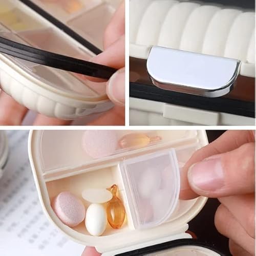 2 Pack Pill Organizer, 7 Compartments Portable Trave Pill Case, Portable Daily Pill Case, Waterproof Portable Pill Supplement Case,Pill Container To Hold Vitamin, Cod Liver Oil(1Pcs Small+1Pcs Large) #TOP3