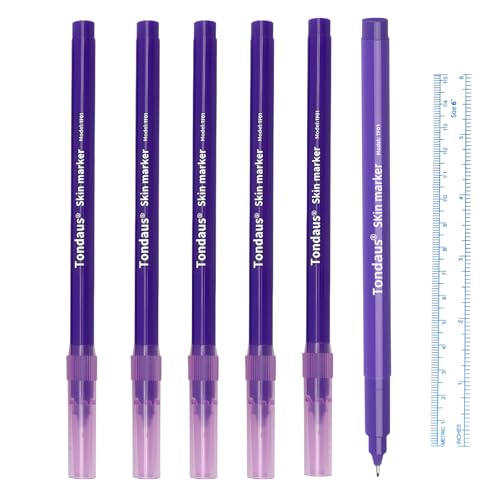Mingran 6Pack Purple Eyebrow microblading Marker Pen Tattoo Permanent Makeup Position Mapping Mark Tools Tattoo Tip Markers 0.5mm Single Head