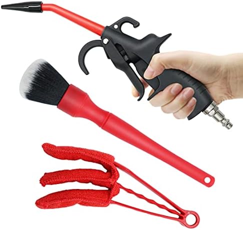 ALL4DETAIL High Pressure Air Blow Gun, Plastic Steel 230 Max PSI High Power Air Nozzle Blow Gun with Adjustable Air Flow Nozzle - Car Detailing Brush - Air Vent Brush | Use for Dust Cleaning Car Care