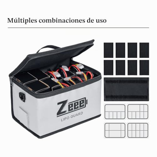 Miniatura 3 de Zeee Lipo Safe Bag Bolsa De Seguridad Ignífuga A Prueba De Explosiones Gran Capacidad Con 10 Ranuras De Almacenamiento Ajustables Para Guardar Y Proteger La Batería Lipo 10,6 X 6,7 X 6,7in