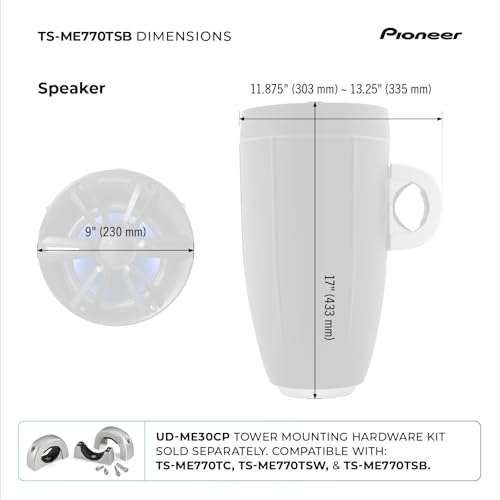 PIONEER TS-ME770TSB 7.7" Wakeboard Tower Marine Speakers 250W by PIONEER - Image 8