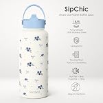 Blueberry Water Bottle Stainless Steel 32oz with Lid & Straw, Fruits Aesthetic Insulated Bottles Gifts for Girls Friends Teens Birthday Christmas