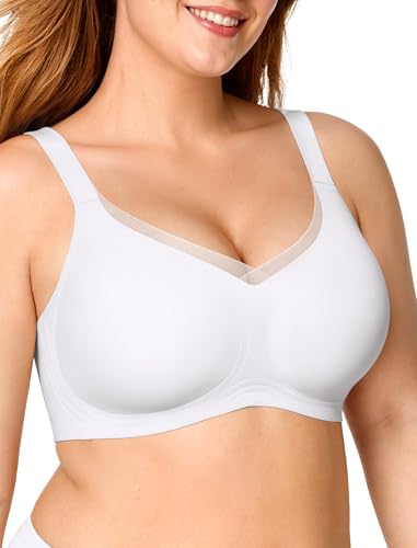 Image of OEAK Women Wireless Jelly Bra Supportive Full Coverage Plus Bras | Comfortable Bralette,No Underwire,Tshirt,Support&Lift,Push Up,Crossover,V Mesh,Everyday,Breathable,Convertible Straps