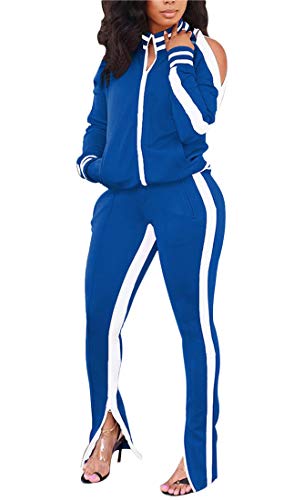 OLUOLIN Women's Long Sleeve Zip Up Coat Sweatpants Sport Jogger 2 Pieces Tracksuit Outfits