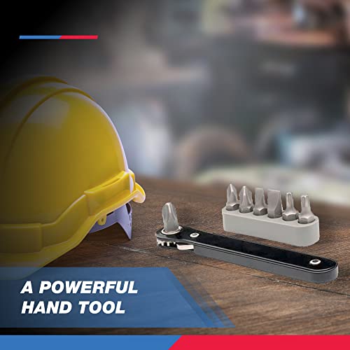Neiko 03044A 1/4-Inch Drive Mini Ratchet Screwdriver Set, 8 Pc, Cr-V Steel, Tight Reach, 90 Degree Screwdriver, Low Profile, Close Quarter, Right Angle Offset, Short Phillips, Slotted, Torx Star #TOP4