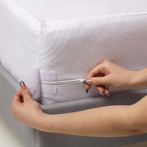 HOMESCAPES Housse de Matelas 160x200 cm avec Fermeture éclair - Protège Matelas imperméable hypoallergénique, Anti acariens et Lavable en Machine - Bonnet 40 cm