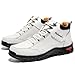 FLYLAND Men's Casual Leather Shoes Chukka Ankle Boots Handmade Fashion Shoes Non Slip Breathable Comfortable Mid Top for Driving Walking Outdoor (White, 10.5)
