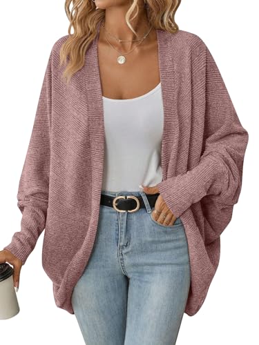 Women's Oversized Batwing Long Sleeve Cardigan, Stylish Open Front Thin