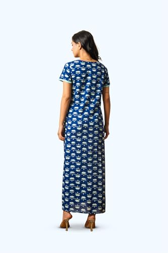 Image of NIHSAMAH Cotton Nighty for Women - Printed Stylish Night Gown, Comfortable Sleepwear Long Nightwear, Maxi