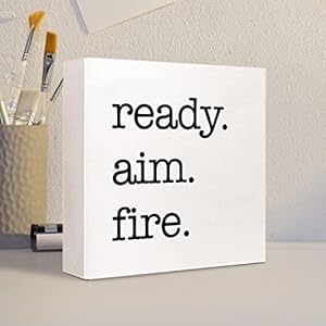 Ready Aim Fire Wooden Block Sign Desk Decor,Funny Bathroom Quotes Wood Plaque Sign Desk Decorations for Farmhouse Home Office Toilet Restroom Bathroom Wash Laundry Shelf Table Decor Ready Aim Fire Wooden Block Sign Desk DecorFunny Bathroom Quotes Wood Plaque Sign Desk Decorations for Farmhouse Home Office Toilet Restroom Bathroom Wash Laundry Shelf Table Decor