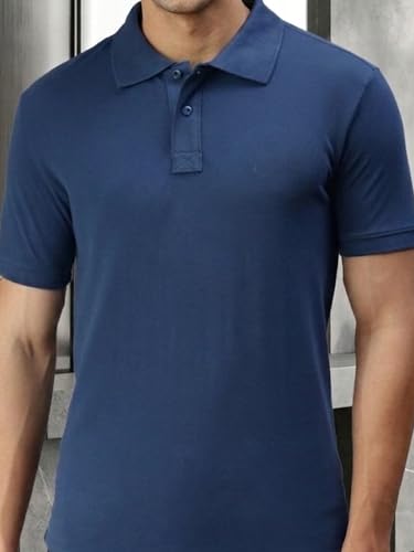 Image of Lux Cozi Men's Cotton Solid Polo Tshirt | Collar Tshirts | Half Sleeves | Stylish & Premium All Day Wear | Pack of 1