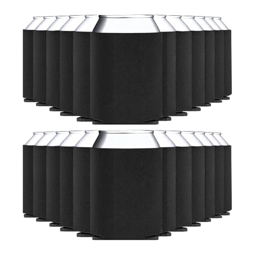 Osmond 25 Fundas Enfriadoras para Latas de Cerveza, Plegables, con Aislamiento de Espuma para de de 12 y 16 Oz, Color Negro.