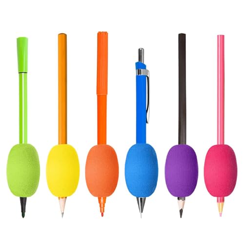 CENPEK 6 Stück Bleistiftgriffe, Eierstift-Bleistifthalter, Handschriftgriffe, Stiftstylus-Schaumstoffgriffe, Schreibhilfe, weich gepolsterter Schaumstoff für Handschrift, Zeichnen, Vorschulbedarf