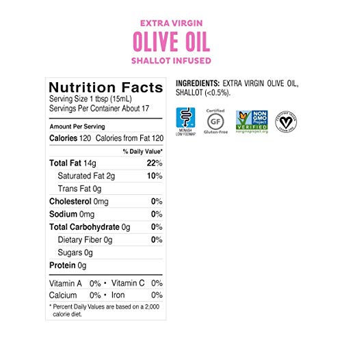 Fody Foods Vegan Extra Virgin Olive Oil | Italian Made Shallot Infused | Low FODMAP Certified | Gut Friendly | IBS Friendly Kitchen Staple | Gluten Free Non GMO