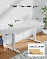 HUANUO Höhenverstellbarer Schreibtisch 160x80cm mit Ganze Tischplatte – Ansicht 5