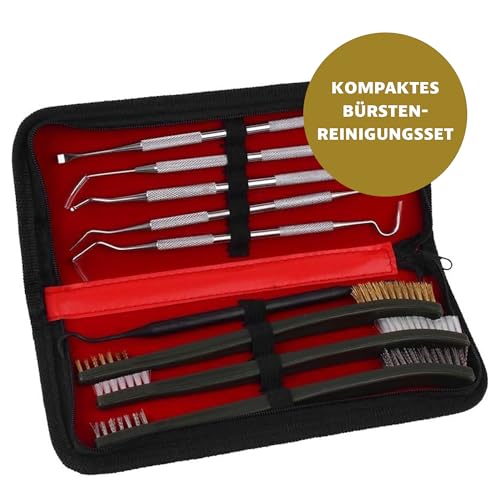 Royal Hunter® Waffenreinigungsset – Komplettes Waffen Reinigungs Set für Pistolen & Gewehre – Waffenreiniger & Waffenpflege Set mit Bürsten und Haken – Waffen Zubehör Tasche mit Reißverschluss