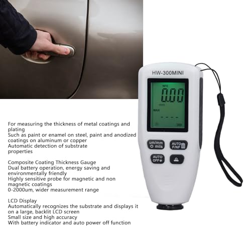 Image of Paint Thickness Gauge, 0 to 2000UM Digital Meter for Automotive Coating Thickness Gauge Tester, Car Coating Thickness Meter, 0.1um Paint Mil Thickness Gauge for Used Car Buyers