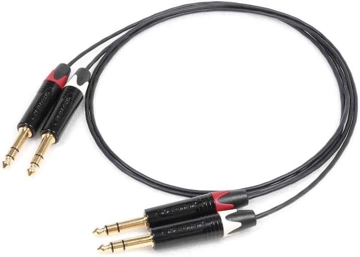 CANARE カナレ MS202 アナログオーディオ用 赤白ライン TRSステレオフォンケーブル 2本セット (0.75m)