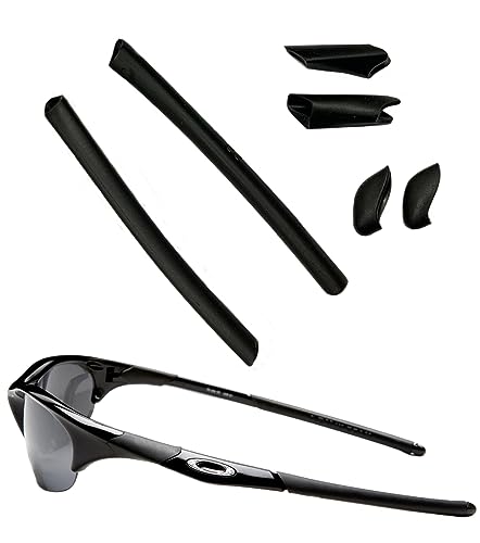 Image of Replacement Rubber Kit Earsocks Nose Pads for Oakley Half Jacket /Half Jacket XLJ Sunglasses Frame, Black Ear Temple Sleeve Set