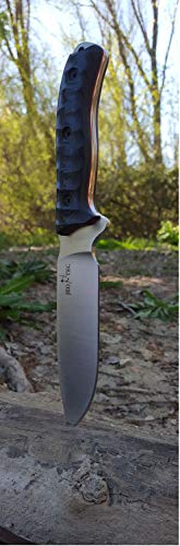 JEO-TEC Nº15 Bushcraft Survival Hunting Tactical Knife - BOHLER N690C Stainless Steel, Multi-positioned Leather Sheath, Sharpener Stone