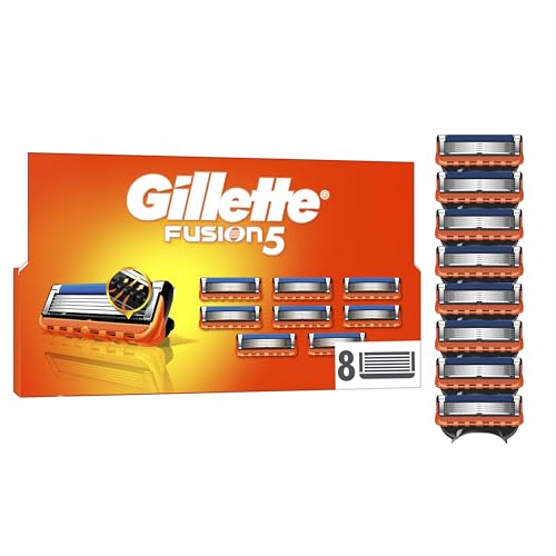 Gillette Recharges De Rasoir Fusion5 pour Hommes, Pack De 8, authentiques, Cartouches avec Bande Lubrifiante Et 5 Lames pour Un Rasage Manuel Efficace,...