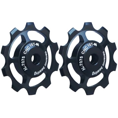 Yundxi 2pcs Bicycle Rear Derailleur Pulley, 10T/11T/12T/13T/14T/15T/16T/17T Aluminum Alloy Jockey Wheel Ceramic Guide Pulley Bike Guide Roller Wheel for 4/5mm Guide Wheel (13T,Black) Cover