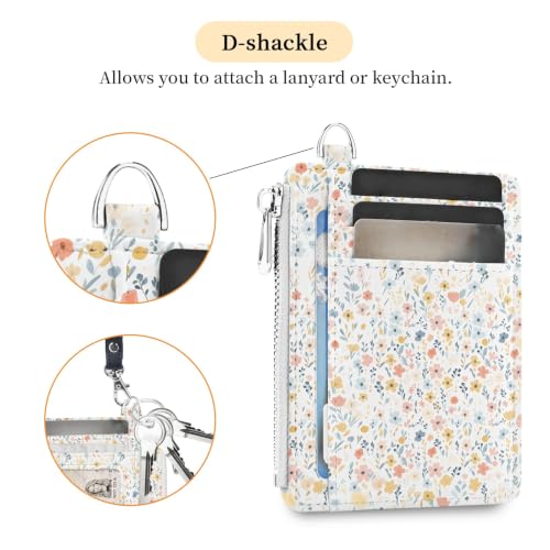 Image of Hancynir White Floral Small Wallet Women Credit Card Holder, RFID Slim