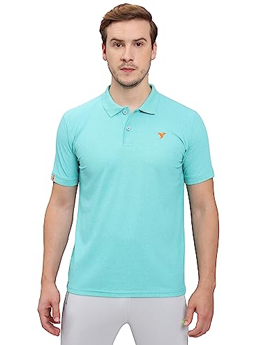 Image of TECHNOSPORT Men's Polyester Slim Fit Self-Design Short Sleeve Polo Matpiq T-Shirt with Anti Microbial, Techno Dry for Regular and Casual Use