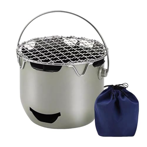 Yiju Camp with Grill Grid Mini Camping Furnace Backpacker Cooking for Heating Roasting Tea Making Trips Indoor Outdoor, Olive Green