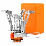 KUBQLIG Portable Camping Stove with Piezo Ignition, 3000W Mini Backpacking Gas Burner for 7/16 Threaded EN417 Fuel Canisters, Wind-Resistant Folding Camp Stove for Hiking Outdoor Cooking