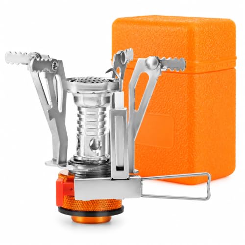 KUBQLIG Portable Camping Stove with Piezo Ignition, 3000W Mini Backpacking Gas Burner for...