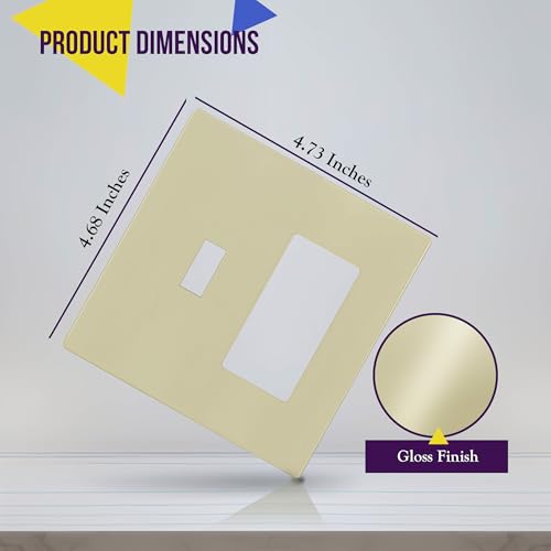 Image of ENERLITES Combination Toggle Light Switch /Decorator Light Switch Plate, Double Switch Wall Plate, Standard Size 2-Gang 4.68 inch x 4.73 inch, Polycarbonate Thermoplastic, Gloss Finish, SI881131-I, Ivory