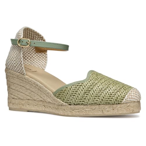 Geox D GELSA Low E, Sandalia de cuña Mujer, Mint, 38 EU
