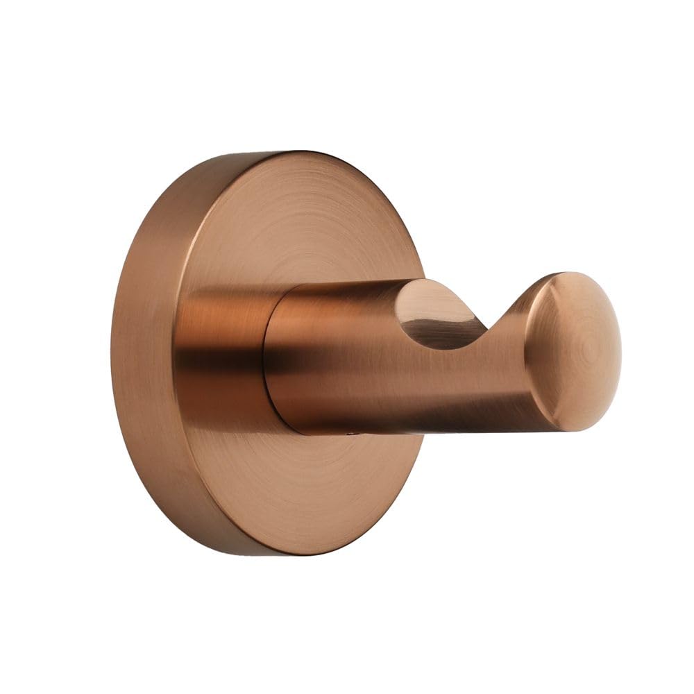 Milano Alara Bathroom Single Wall Mounted Bath Robe Towel Hook Holder - Brushed Copper