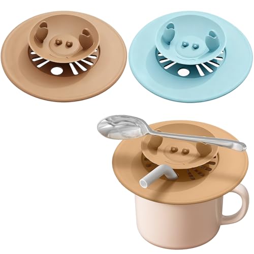 Couvercles en Silicone pour Tasses, Lot de 2 Couvercles de Mug Anti-poussière en Silicone Réutilisables de 110mm Boisson Couvre Tasse pour Café Chope de...
