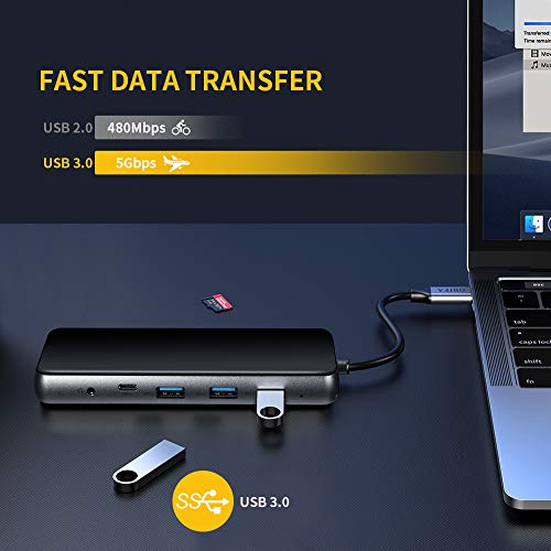 Laptop Docking Station,ORIFA 12 in 1 Triple Display Dual HDMI 4K USB C Hub for Mac & Windows System,Thounderbolt 3 Port Device(2HDMI VGA PD3.0 SD TF Card Reader Gigabit Ethernet 3USB 3.0 Ports) - Thumbnail 5
