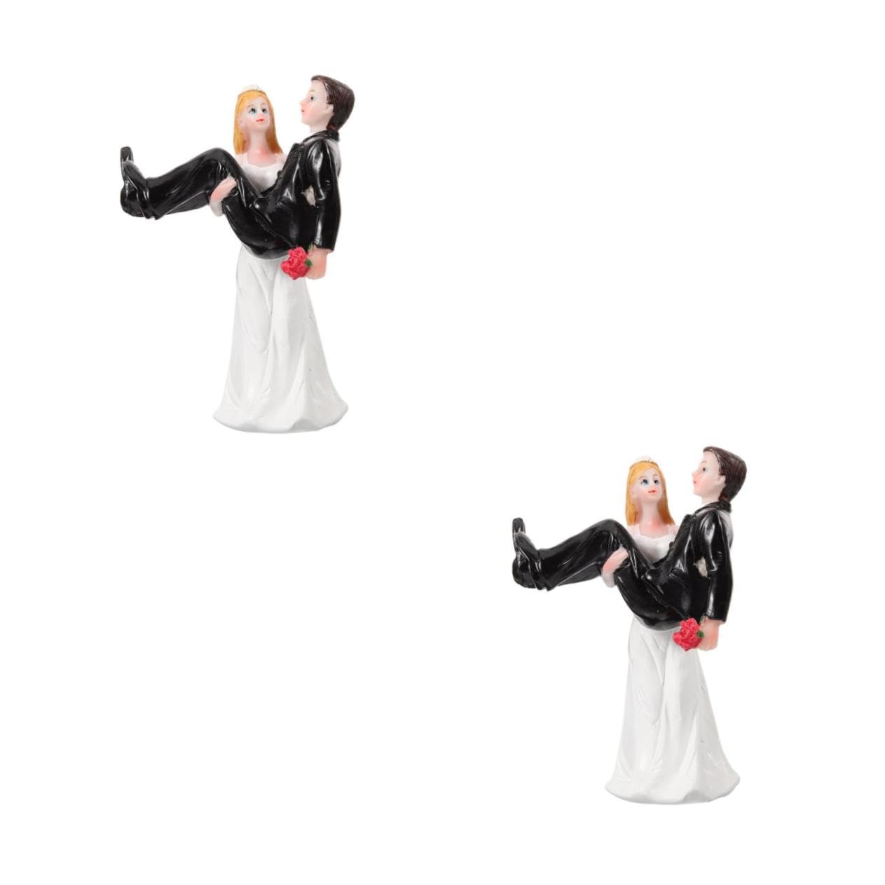 2stücke Braut Und Bräutigam Resin Statue Hochzeitsfigur Für Kuchen-Dekoration Romantisches Hochzeitsgeschenk Witziger Tortenaufsatz Schwarz-weiße Hochzeitspaar-Figurine