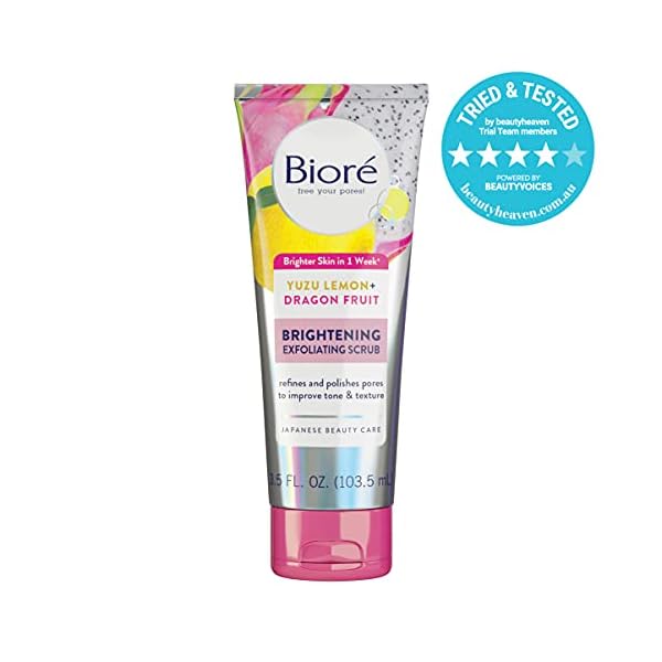 Biore-Brightening-Exfoliating-Scrub-Pink-35-Fl-Oz Bioré Brightening Exfoliating Scrub, 3.5 Fluid Ounces, to Exfoliate and Even Skin Tone, for All Skin Types