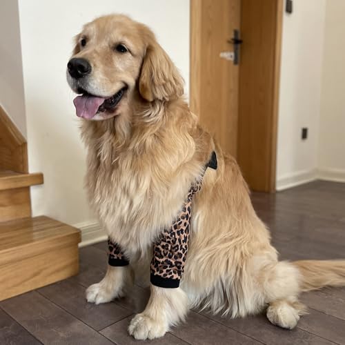 Image of HDKUW Dog Elbow Protector, Dog Front Leg Recovery Sleeve for Prevent Licking Wound, Elbow Sleeves with Mesh Pad for Medium Large Dogs